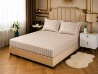 Простынь CottonShine сатин на резинке бежевая 160*200*30 с наволочками 50*70/2