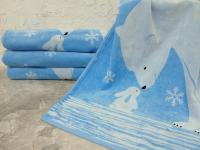 Полотенце BOLANGDE Mesoni Полярный мишка голубой 100*150 сауна 3061