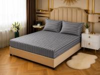 Простынь CottonShine сатин на резинке графит 160*200*30 с наволочками 50*70/2