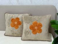 Наволочка бамбук с вышивкой Ромашка 50*50 Бежевый