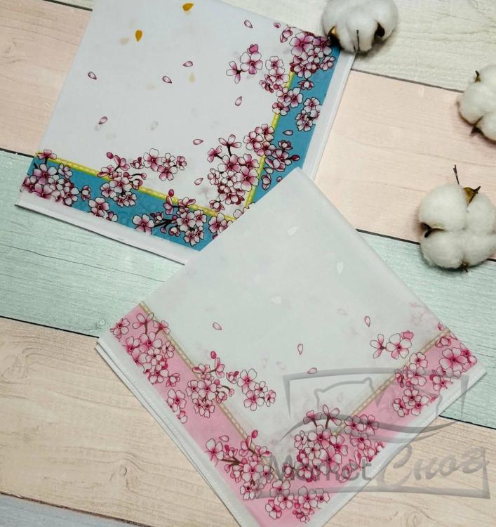 Платки носовые женские Цветы(большой размер) (12шт)