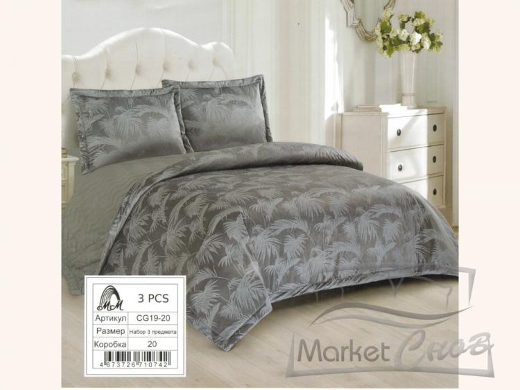 Покрывало одеяло 220*230 с наволочками 50*70 ПАЛЬМА ГРАФИТ арт.CG19-20