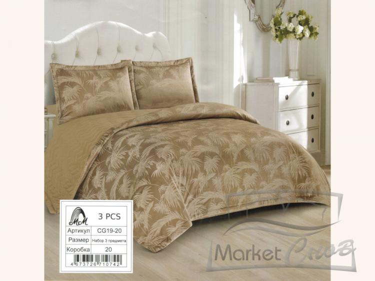 Покрывало одеяло 220*230 с наволочками 50*70 ПАЛЬМА КОРИЧНЕВЫЙ арт.CG19-20