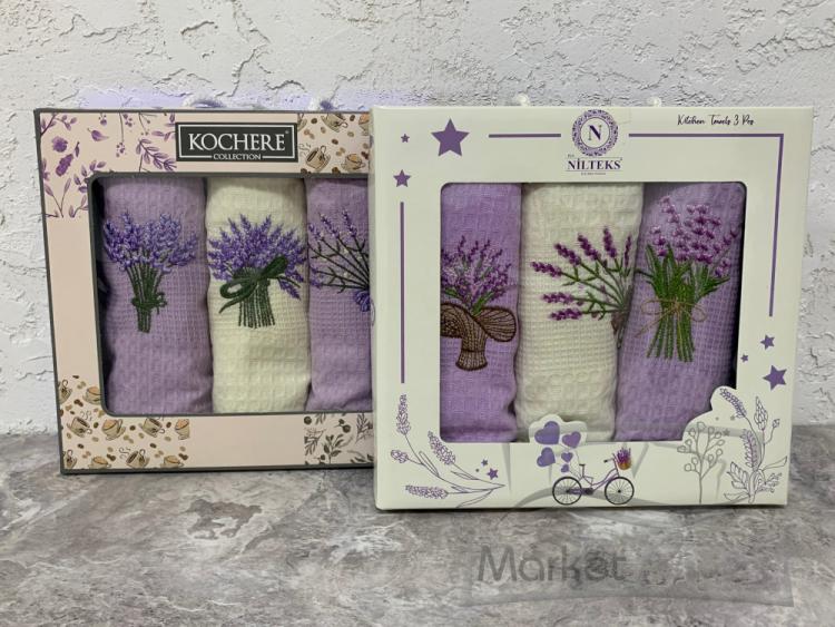Набор Nilteks/Kochere полотенце вафельное Лаванда(40*60)x3 100% хлопок