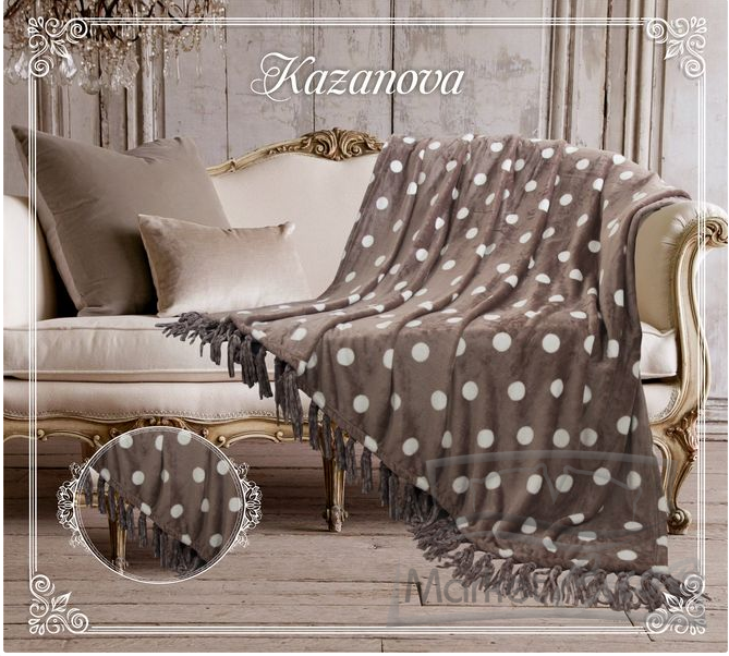 Плед Казанова Piselli с кистями (шоколад) 210*230