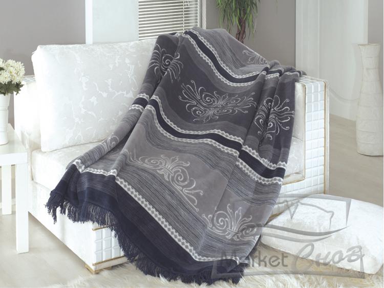 Плед cotton Rajtex 150*200 Орнамент серый 09214a