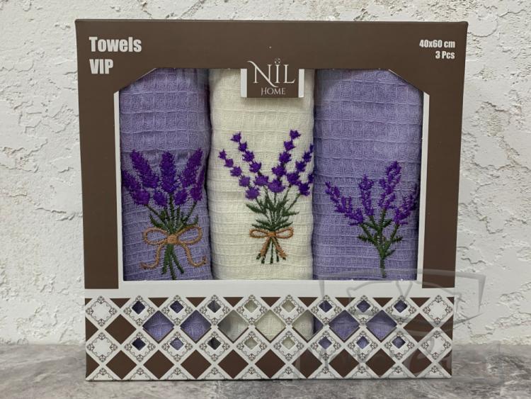 Набор Nil Home полотенце вафельное Лаванда (40*60)x3 100% хлопок