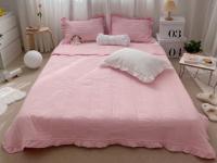 Покрывало с рюшкой Somio home 200*230+наволочки 50*70х2 розовый фламинго