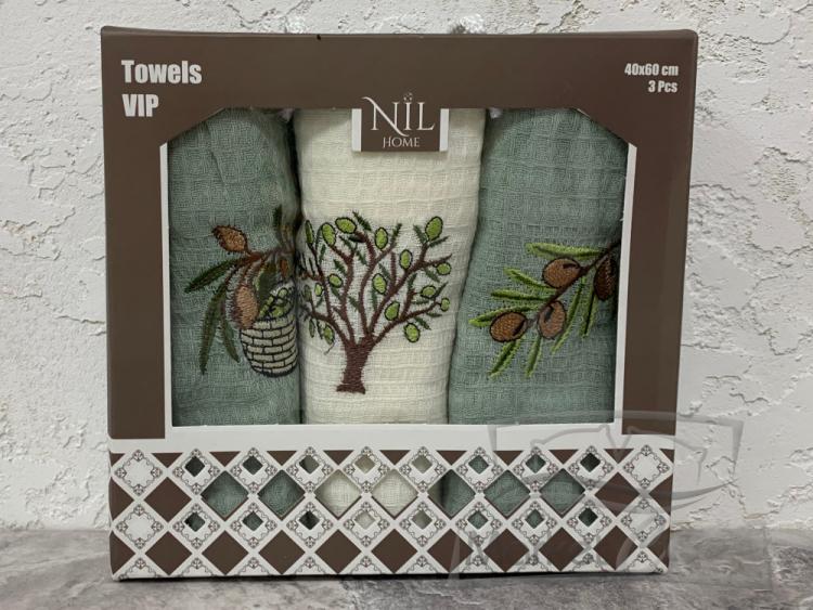Набор Nil Home полотенце вафельное Олива (40*60)x3 100% хлопок