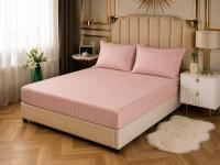 Простынь CottonShine сатин на резинке пудра 180*200*30 с наволочками 50*70/2