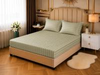 Простынь CottonShine сатин на резинке фисташка 180*200*30 с наволочками 50*70/2
